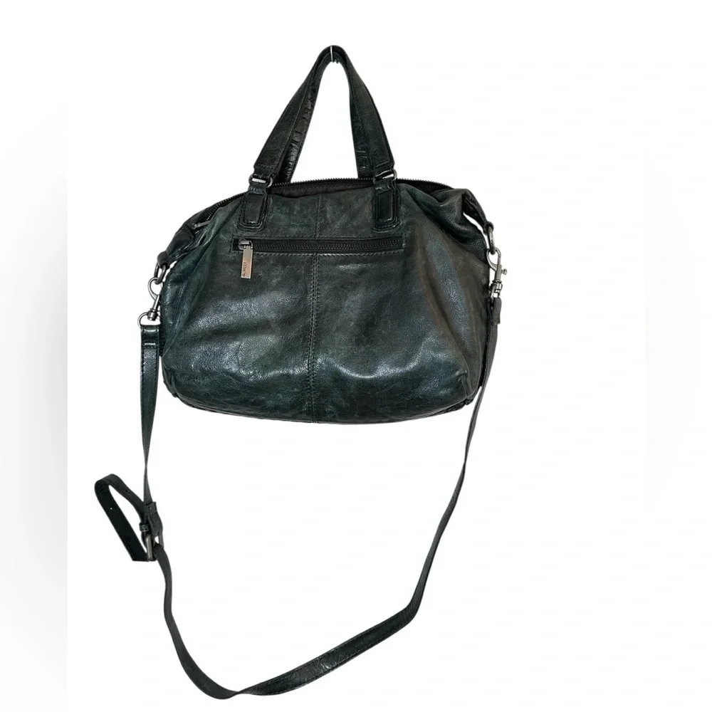 Abbacino Deep Teal Woven Leather Satchel Bag Large Top Handle Crossbody Boho - Picture 10 of 10